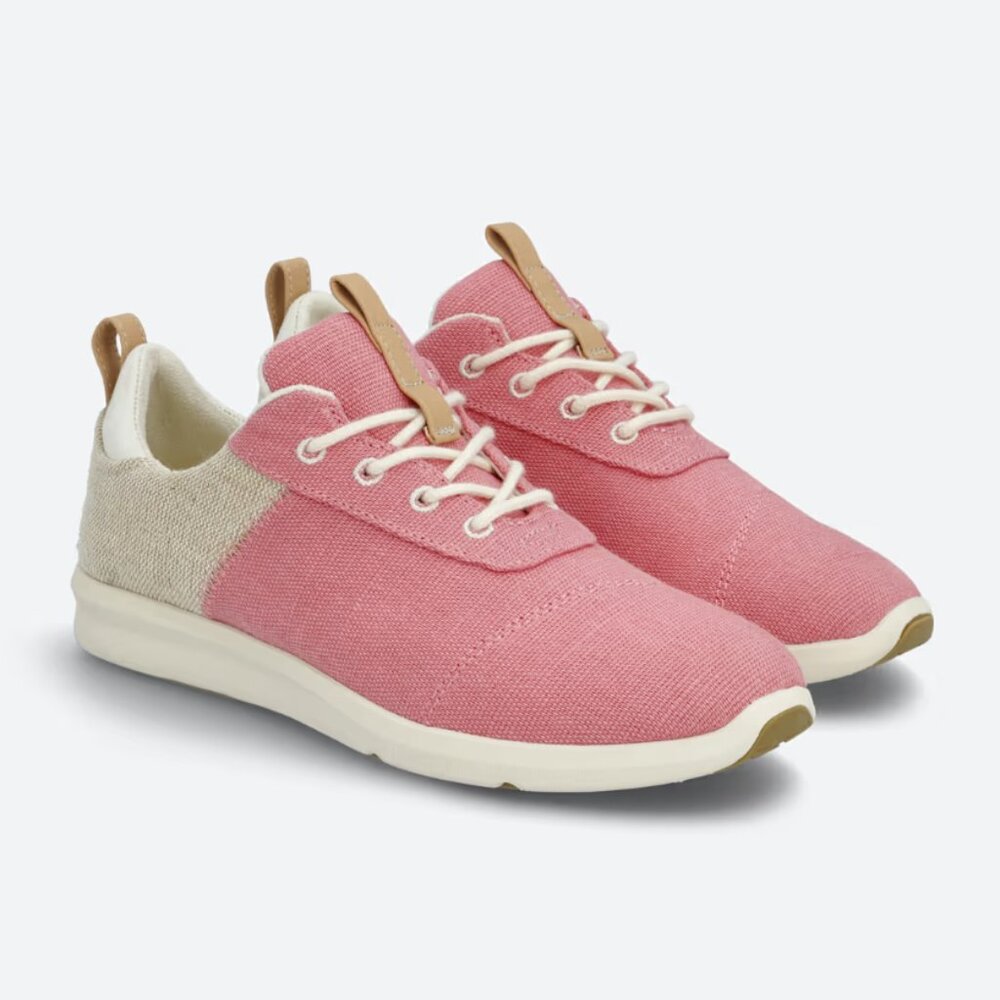 Toms Size 8.5 Pink & Tan Cabrillo Canvas Lace Up Sneaker